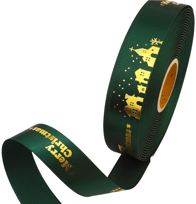 포장넷 크리스마스리본 S CMT-GN25009, 수박+금색, 1개, 9m