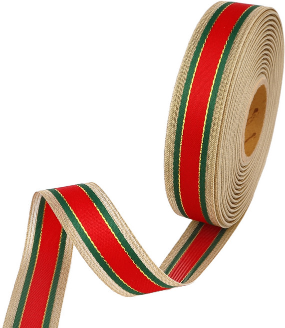 포장넷 크리스마스리본 NT-20027, 빨강+초록+황금, 1개, 27m
