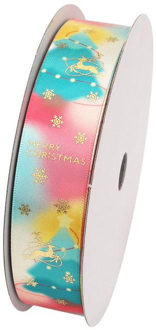 포장넷 크리스마스리본 S FG-25225, 핑크+하늘+노랑+백색, 1개, 22.5m