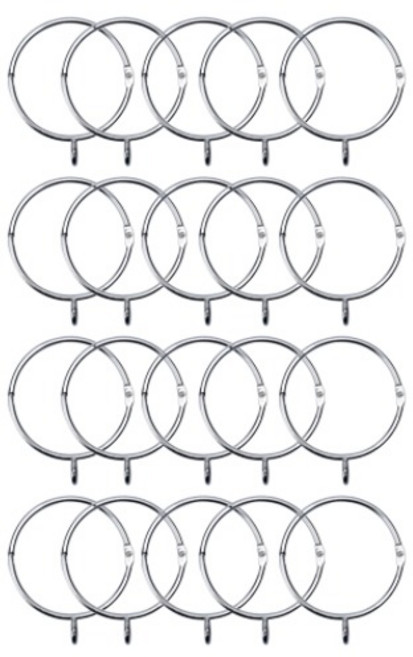 피피홈리빙 메탈 개폐형 커튼링 내경 50mm, 실버, 20개