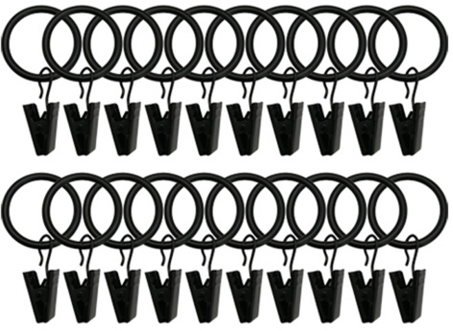 피피홈리빙 커튼봉 링집게 링두께 4mm x 내경45mm, 블랙, 20개