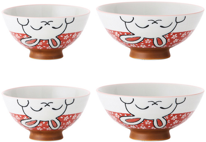 아이린도 공기 대접 2인 식기세트, 3D 레드토끼, 1세트, 공기 2p + 대접 2호 2p