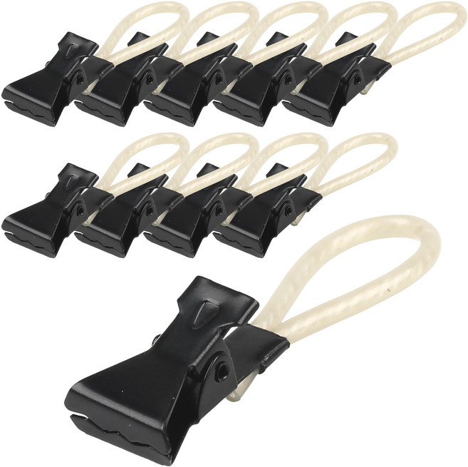 어썸굿즈 다용도 걸이형 캠핑 스텐 클립 집게, 블랙 + 화이트, 10개, 1단