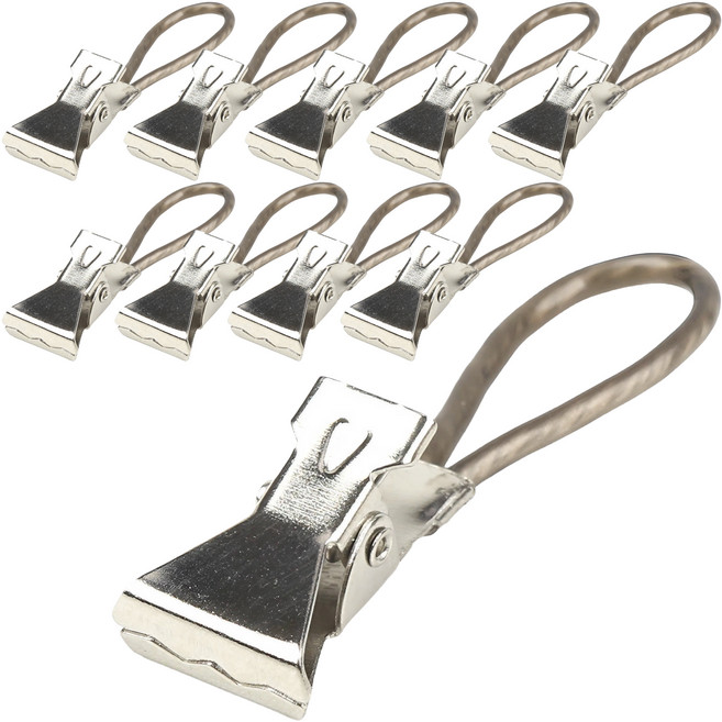 어썸굿즈 다용도 걸이형 캠핑 스텐 클립 집게, 실버 + 블랙, 10개, 1단