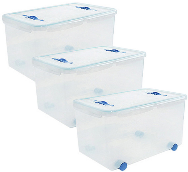 플라팜 국내 제조 탱크 밀폐 리빙박스 50L, 투명, 3개