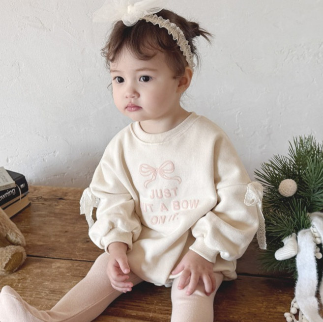 BEBENINE 嬰幼兒蝴蝶結蕾絲連身衣