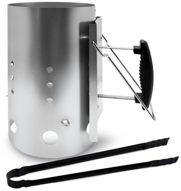 카엔 숯점화통 블랙 숯집게 세트, 1세트