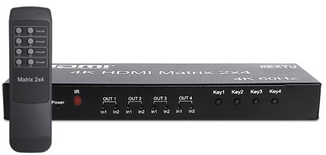 넥스트유 2X4 HDMI 4K 60Hz 4:4:4 매트릭스 스위치 4224UHDM-DS, 1, 1개