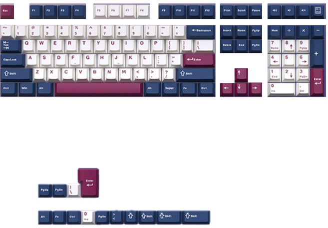 Deisoi 配色機械鍵盤鍵帽, 10 海軍藍白色 PBT, 單一商品