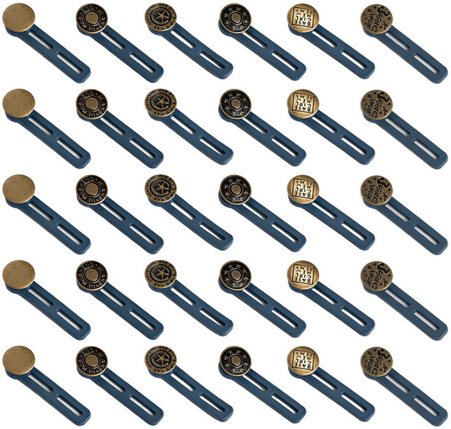 코히모 바지 허리 조절 매직 확장 요술 단추 6종 x 5p 세트 4W410, 1세트, 브론즈계열