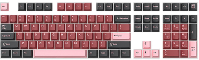 Deisoi 配色機械鍵盤鍵帽, 08 黑色酒紅色 PBT, 單一商品