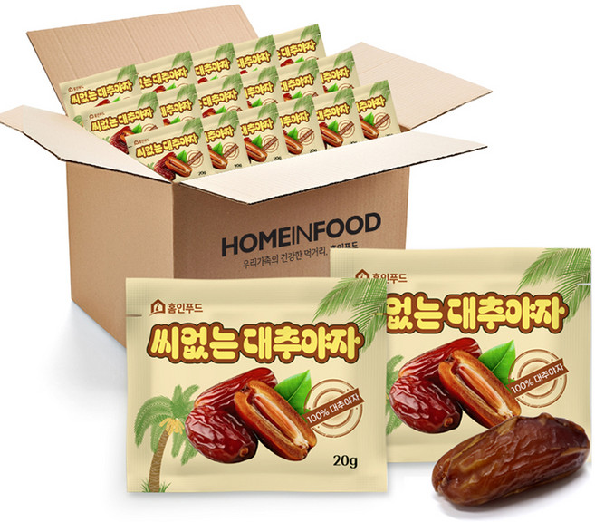 홈인푸드 씨 없는 대추야자, 50개, 20g