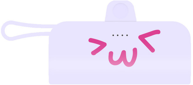 웨이브스튜디오 FACE EMOJI 미니 도킹형 10W 보조배터리 5000mAh 도킹8핀 / 케이블C타입, 퍼플 08 빅큐트, TRPB-R5-CHL