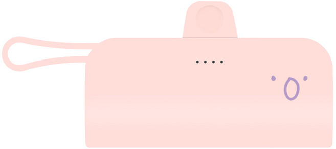 웨이브스튜디오 FACE EMOJI 미니 도킹형 26W 보조배터리 5000mAh 도킹8핀 / 케이블C타입, 핑크 28 서프라이즈, TRPB-R5-CHL