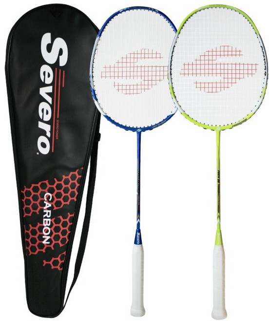 세베로 풀카본 폰테80파워 배드민턴 라켓 2p + 블랙 풀커버, 블루, 라임, 1세트