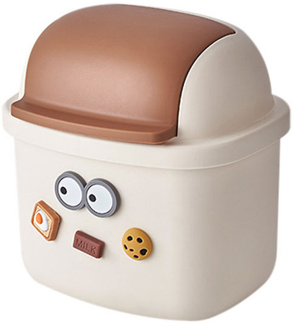 더자카 귀여운 데스크 미니 휴지통, 브라운