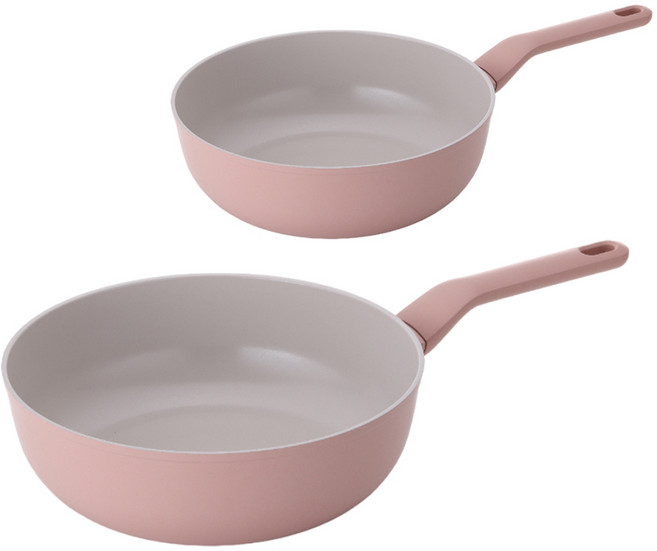 라체나 인덕션 세라믹 코팅 궁중팬 2종 세트, 핑크, 1세트, 궁중팬 22cm + 28cm