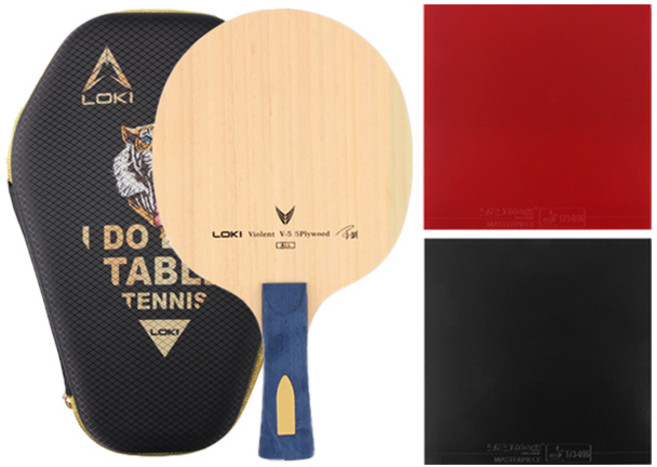 로키 V5 FL + 마스터피스 탁구라켓러버조합 + 로키케이스, 1세트