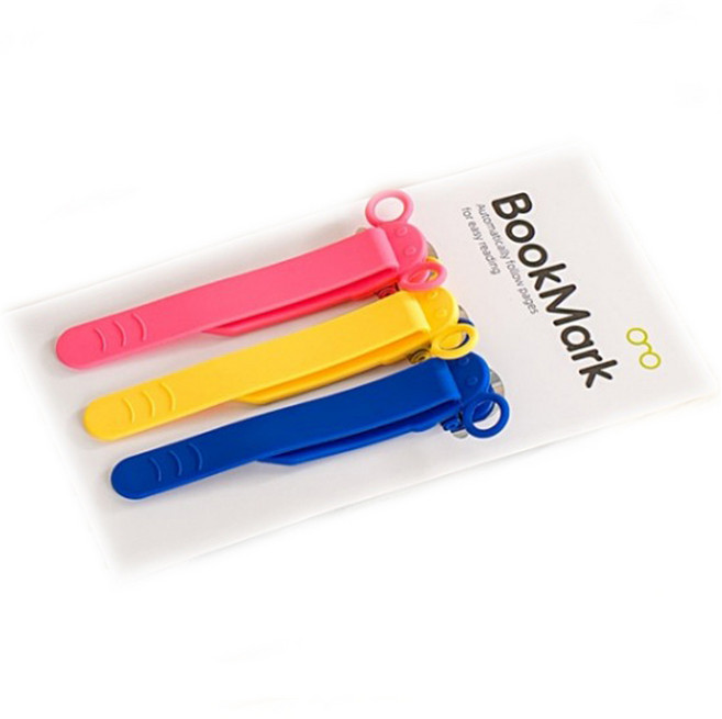 떨어지지 않는 실리콘 클립 북마크 3종 B세트, 혼합색상, 1세트