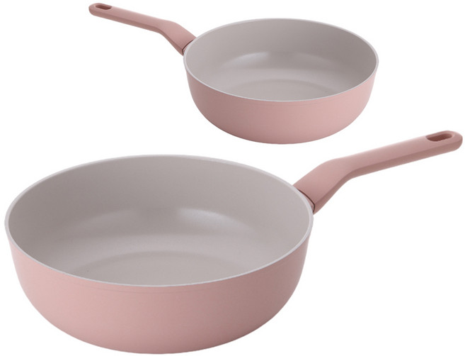 라체나 인덕션 세라믹 코팅 궁중팬 2종 세트, 핑크, 1세트, 궁중팬 22cm + 32cm
