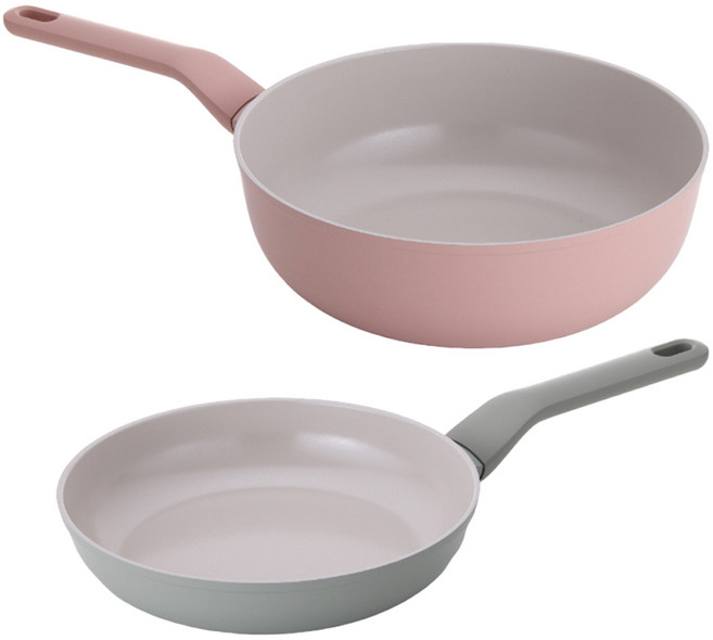 라체나 인덕션 세라믹 코팅 프라이팬 + 궁중팬 세트 2개, 민트(프라이팬), 핑크(궁중팬), 1세트, 프라이팬 24cm + 궁중팬 28cm