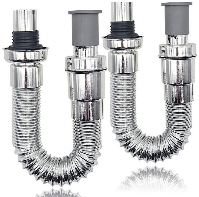 비앤홈 세면대 자바라 트랩 2p, 실버