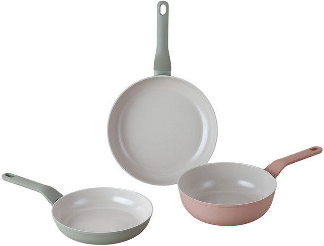 라체나 인덕션 세라믹 코팅 프라이팬 2종 + 궁중팬 세트 3개, 민트(프라이팬), 핑크(궁중팬), 1세트, 프라이팬 20cm + 프라이팬 28cm + 궁중팬 22cm