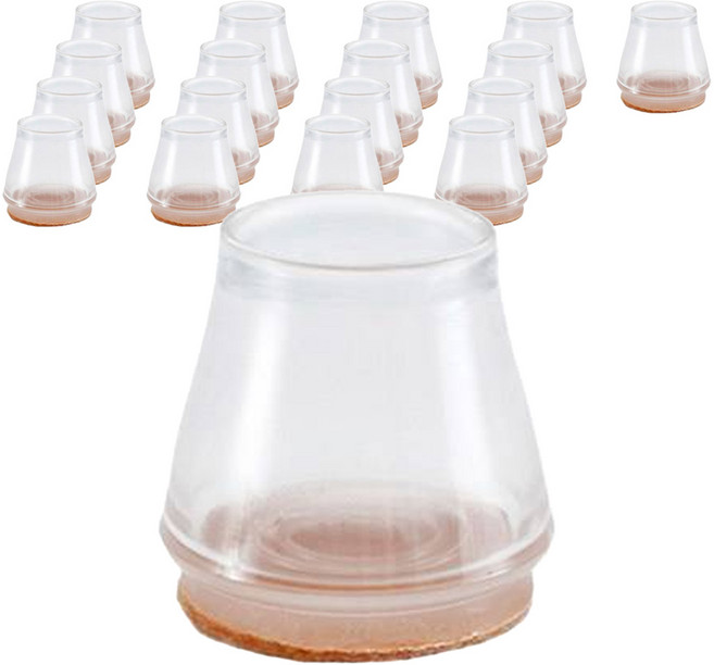 앙플러스 미끄럼방지 강화투명 의자 발커버 18p 세트, 브라운, 1세트