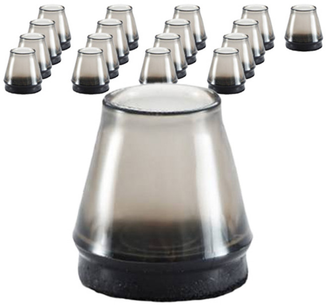 앙플러스 미끄럼방지 강화투명 의자 발커버 18p 세트, 그레이, 18개