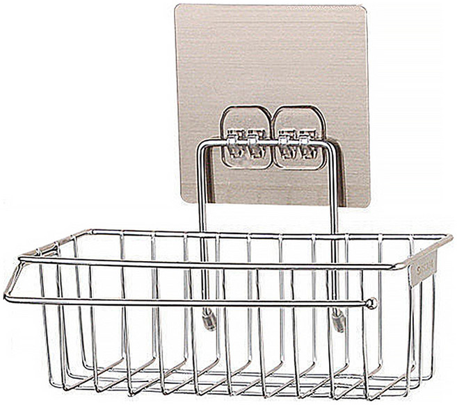 메오 주방 무타공 수세미 스펀지 보관 행주 거치대, 실버, 1개