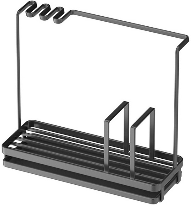 라인스미스 싱크대 행주 건조 수세미 보관 다용도 거치대, 블랙, 1개