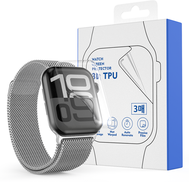 굿밸류 애플워치 리페어가드 고광택 우레탄 액정 보호필름 3매입, 투명, 1세트