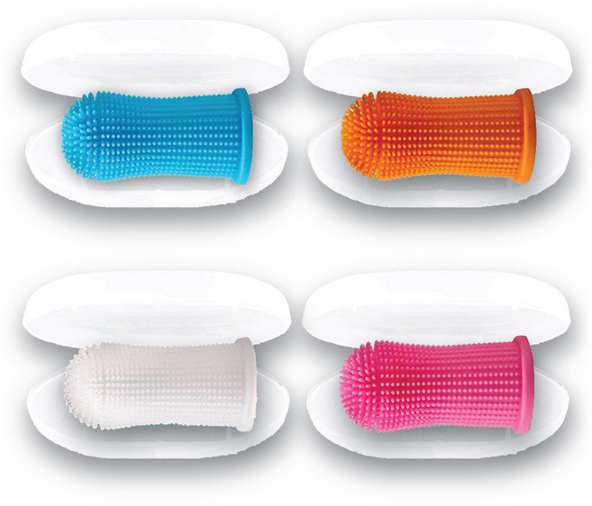멍냥 반려동물 360도 서라운드 실리콘 칫솔 4종 세트 2.5 x 5 cm, Mixing, 1세트