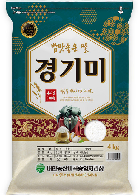 대한농산 밥맛좋은 경기미 상등급, 4kg, 1개
