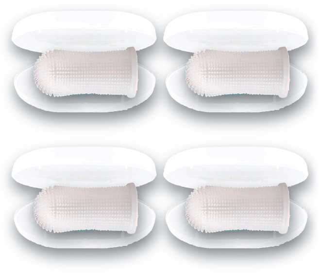 멍냥 반려동물 360도 서라운드 실리콘 칫솔 4종 세트 2.5 x 5 cm, White, 1세트