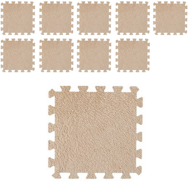 딩동펫 반려동물 펫러그 퍼즐매트, 베이지, 10개