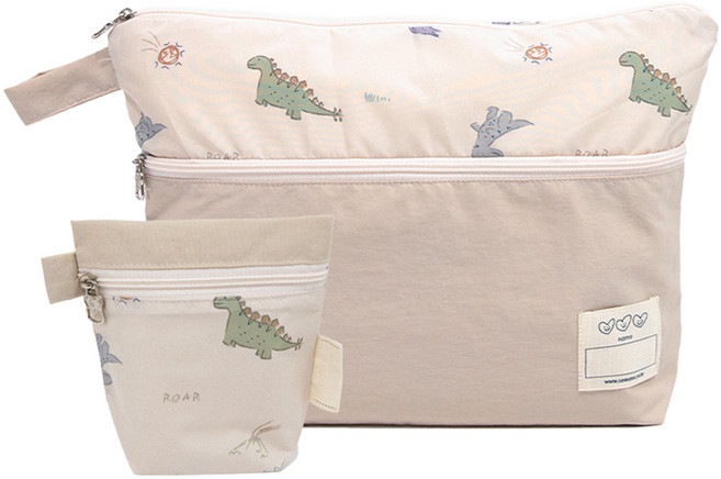 세맘스 포키 양면방수 기저귀파우치 + 미니파우치 세트, 디노랜드
