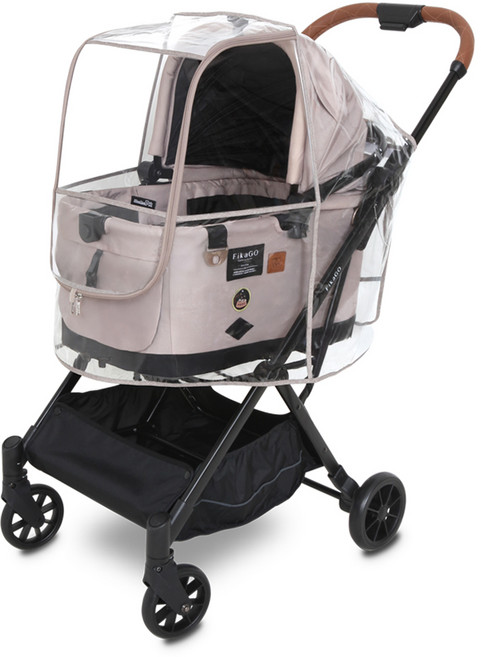 마니또펫 강아지 유모차 범용 레인커버, 베이지, 1개