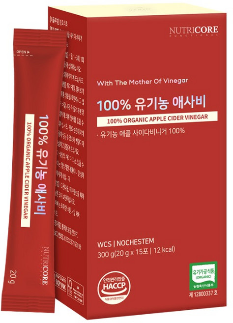 NUTRICORE 蘋果醋隨身包 15條入, 1個, 300g