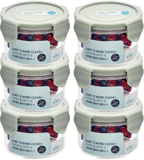 셰프웨어 클리어플러스 밀폐용기 원형, 6개, 300ml