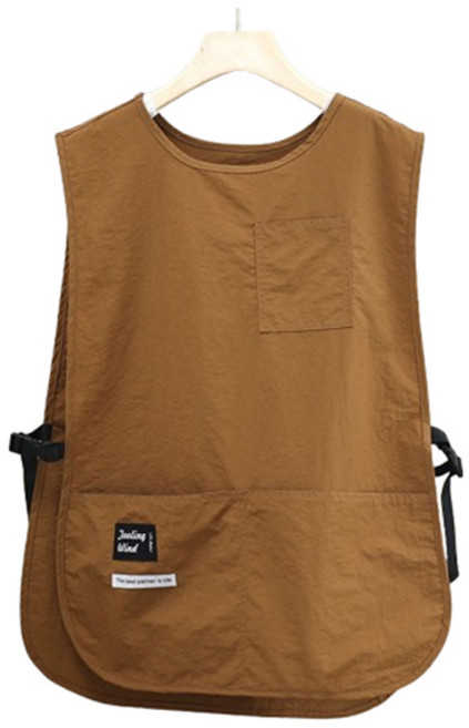 블럭마트 생활방수 조끼형 숏 앞치마, 브라운, 1개