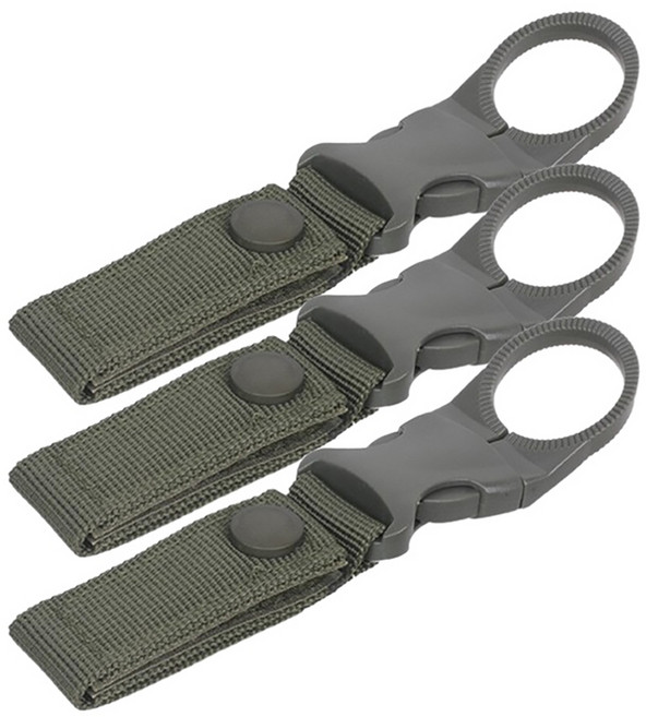 브링엔 휴대용 캠핑 등산 생수 물병 고리 홀더 고급형, 올리브, 1단, 3개