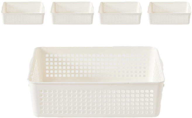 HOMZ 브리다 국내 제조 팬트리바구니 3호, 크림화이트, 5개