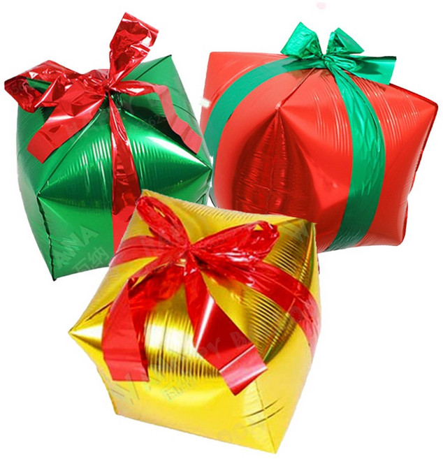 미미파티 크리스마스 입체 선물 모형 풍선 대형 3종 세트, 레드+그린+골드, 1세트