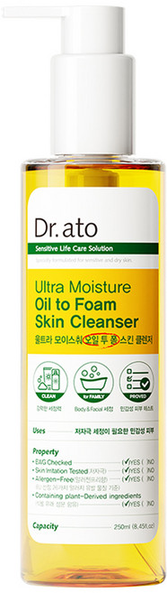 닥터아토 울트라 모이스춰 오일 투 폼 스킨 클렌저, 1개, 250ml