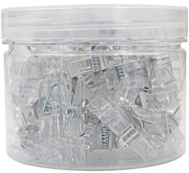 코히모 고정 압정 집게 세트 투명화이트 4W384, 50개입, 1개