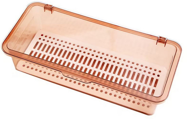 서랍 정리 뚜껑형 주방 수저통, 브라운, 1개