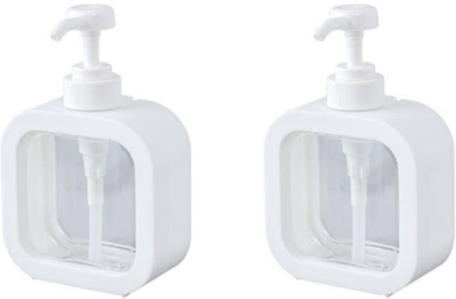 리브모어 사각 투명 디스펜서 500ml, 화이트, 2개