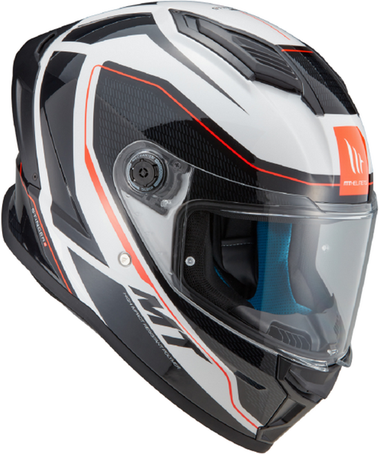 엠티헬멧 스팅어2 오토바이 풀페이스 헬멧, 민트 유광 화이트 + 블랙 + 레드