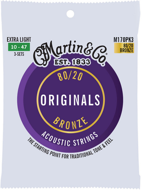 마틴 Original 80/20 Bronze Extra Light 마틴 스트링 3p, 1개, M170PK3